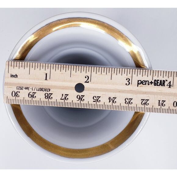 Vintage MOTTAHEDEH DESIGN Pair of 5 1/2" Vases Black Aqua & Gold - Picture 8 of 14